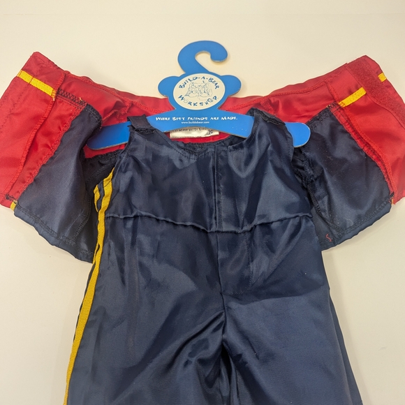 Vintage Build A Bear Navy and Red Jacket and Overalls Ski Outfit NWOT - Picture 3 of 12